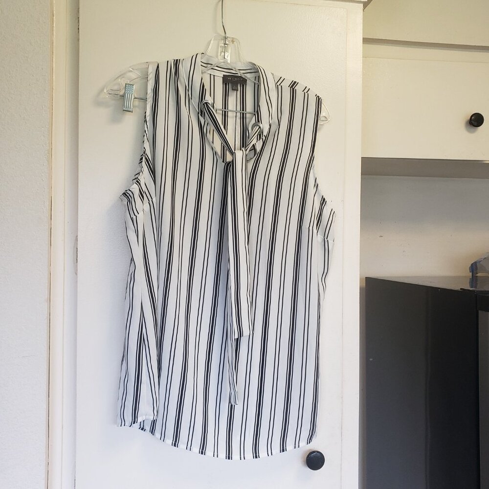 The Limited Black stripes on white sleeveless top Size L